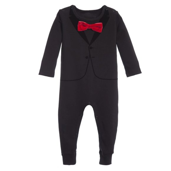 The Tiny Universe Casual Suit Red Bow Onesie - Picture 1 of 1